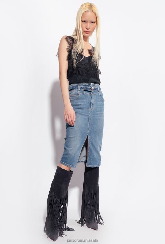 sus | Top cu logo jacquard cu dantela Pinko limuzina neagră B0D08328