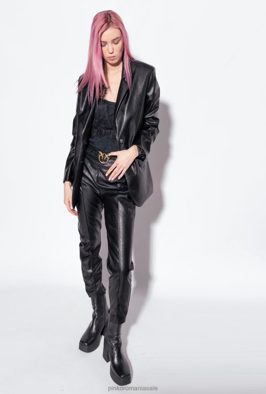 sus | Top cu logo jacquard cu dantela Pinko limuzina neagră B0D08472