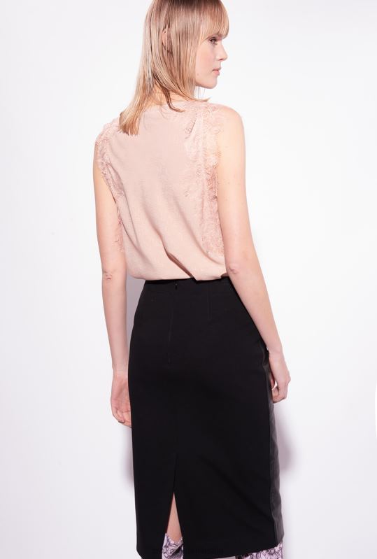 sus | Top cu logo jacquard cu dantela Pinko nud - trandafir B0D08327