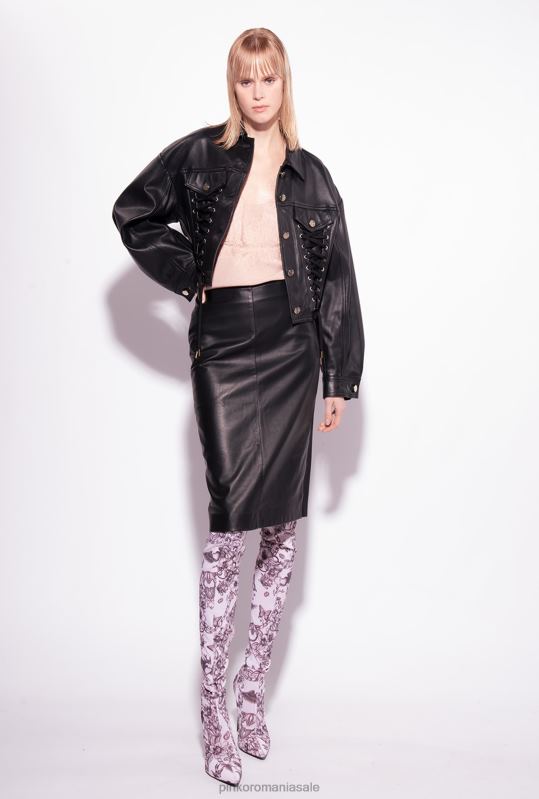 sus | Top cu logo jacquard cu dantela Pinko nud - trandafir B0D08327