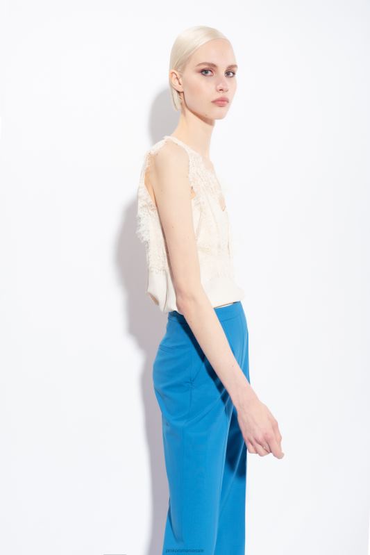 sus | Top cu logo jacquard cu dantela Pinko roz alb fum B0D08326