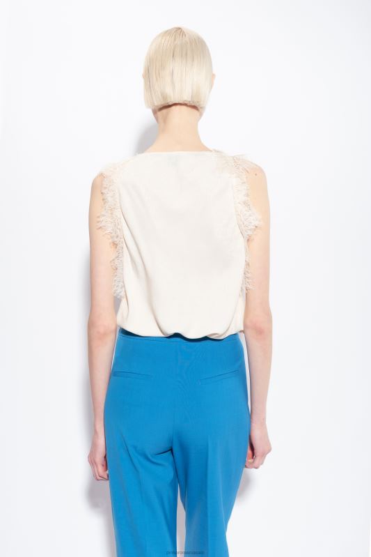 sus | Top cu logo jacquard cu dantela Pinko roz alb fum B0D08326