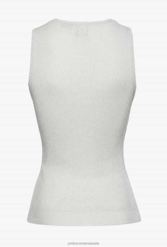 sus | Top din tricot din nervură lurex cu detalii încrucișate Pinko argint metalic B0D08456