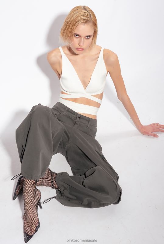 sus | braletă din tricot în coaste Pinko alb de mătase B0D08378