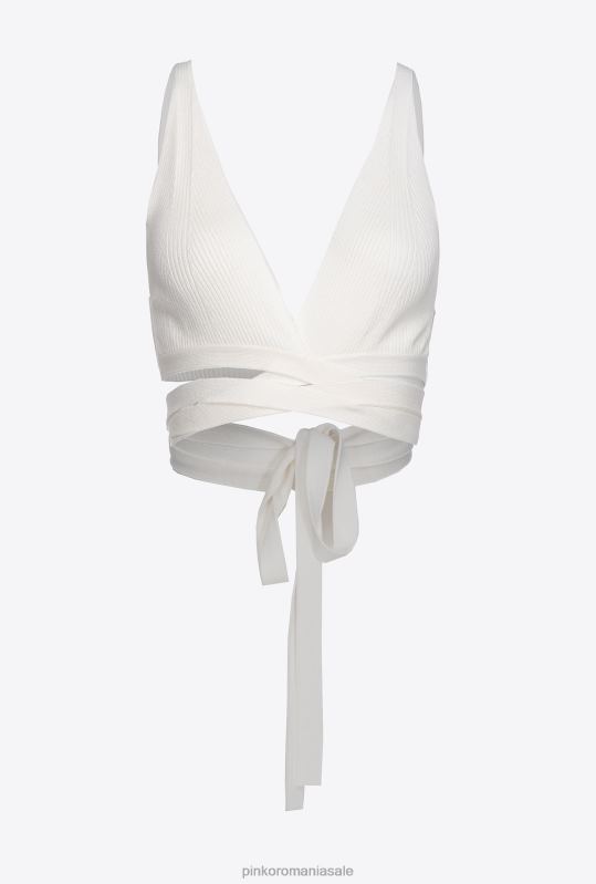 sus | braletă din tricot în coaste Pinko alb de mătase B0D08378