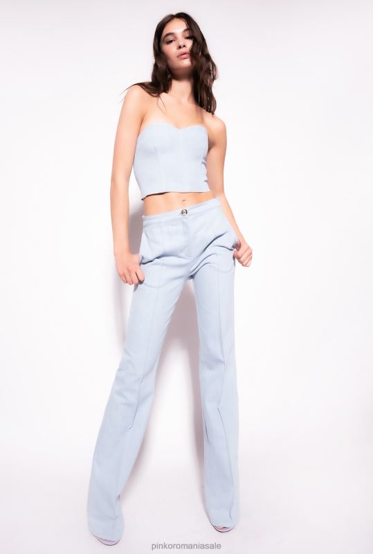 sus | bustieră denim confortabilă Pinko spălare cu înălbitor B0D08372