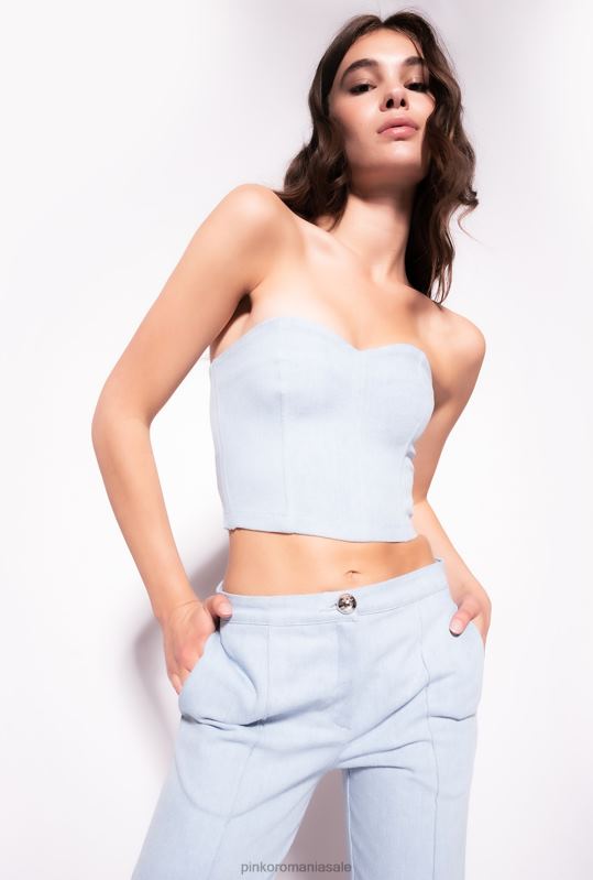 sus | bustieră denim confortabilă Pinko spălare cu înălbitor B0D08372