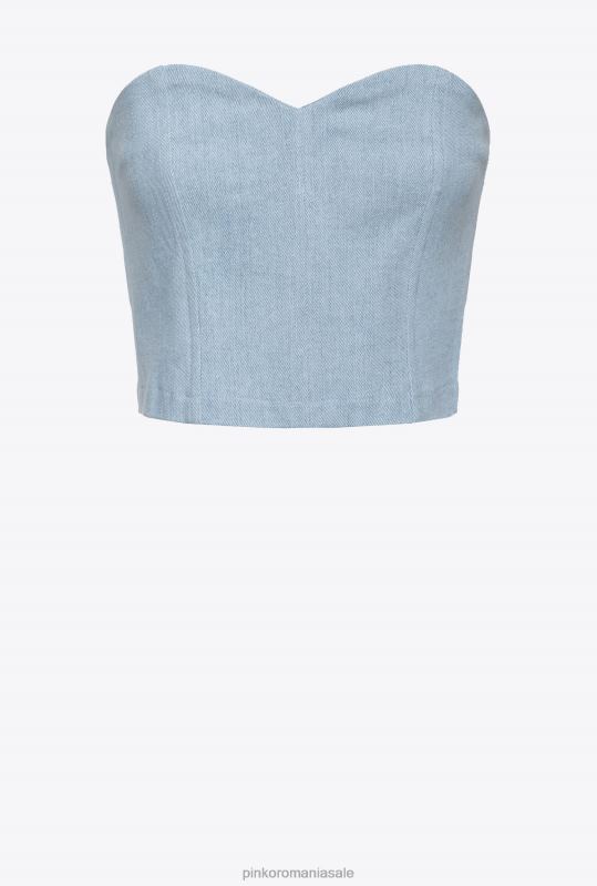 sus | bustieră denim confortabilă Pinko spălare cu înălbitor B0D08372