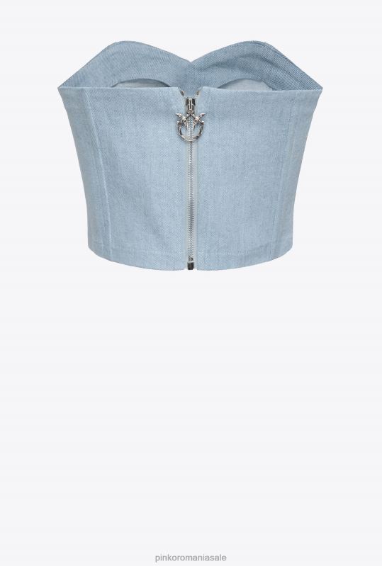 sus | bustieră denim confortabilă Pinko spălare cu înălbitor B0D08372