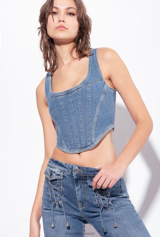 sus | bustieră din denim Pinko spălare mijlocie închisă B0D08386