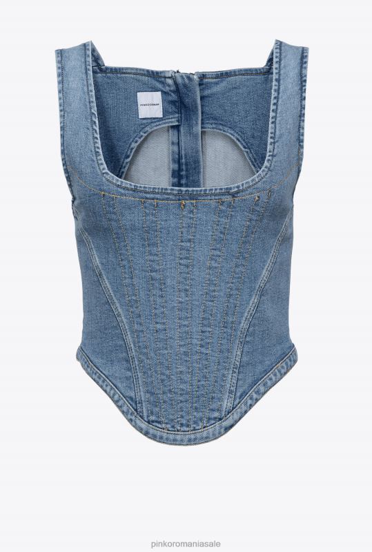sus | bustieră din denim Pinko spălare mijlocie închisă B0D08386