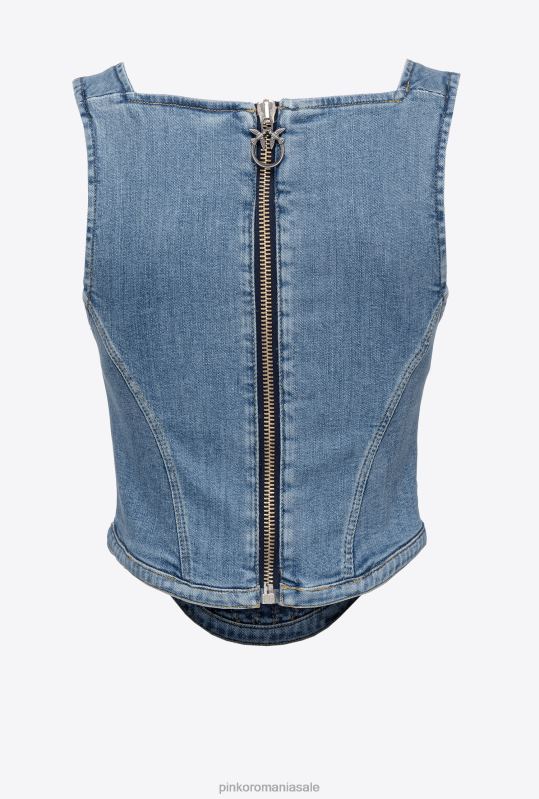 sus | bustieră din denim Pinko spălare mijlocie închisă B0D08386