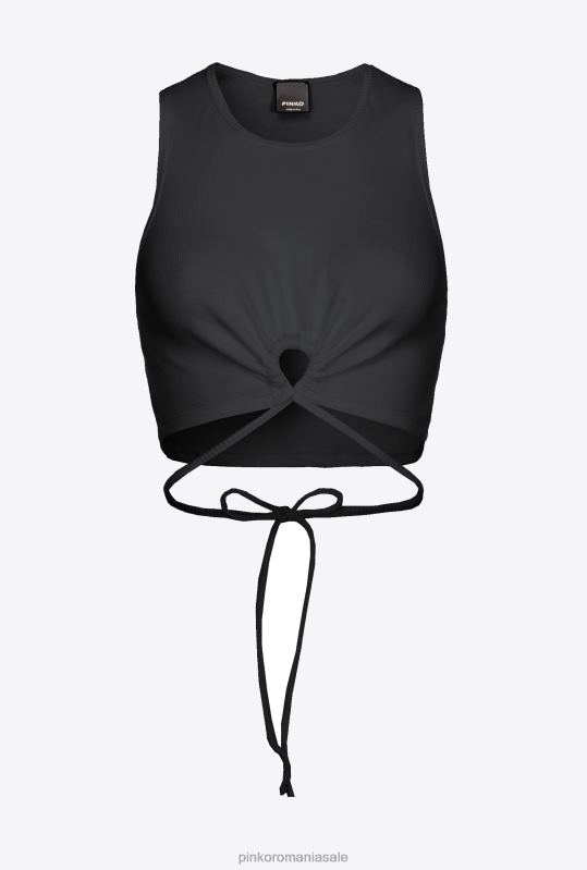 sus | crop top cu șireturi Pinko limuzina neagră B0D08466