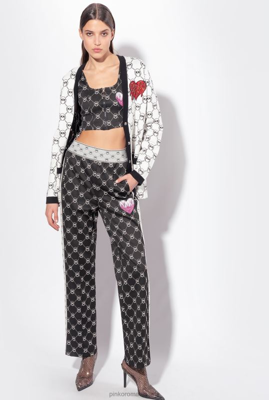 sus | crop top cu monogram din jacquard Pinko negru/ecru B0D08421