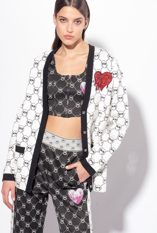 sus | crop top cu monogram din jacquard Pinko negru/ecru B0D08421