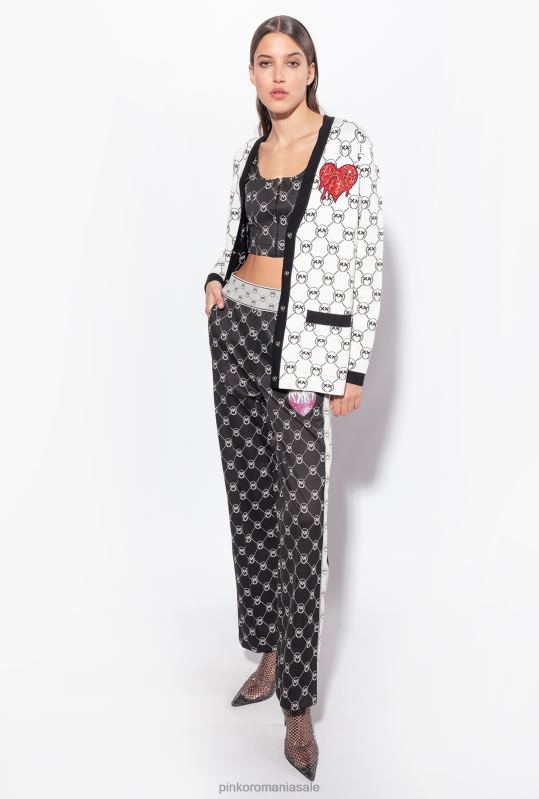 sus | crop top cu monogram din jacquard Pinko negru/ecru B0D08421