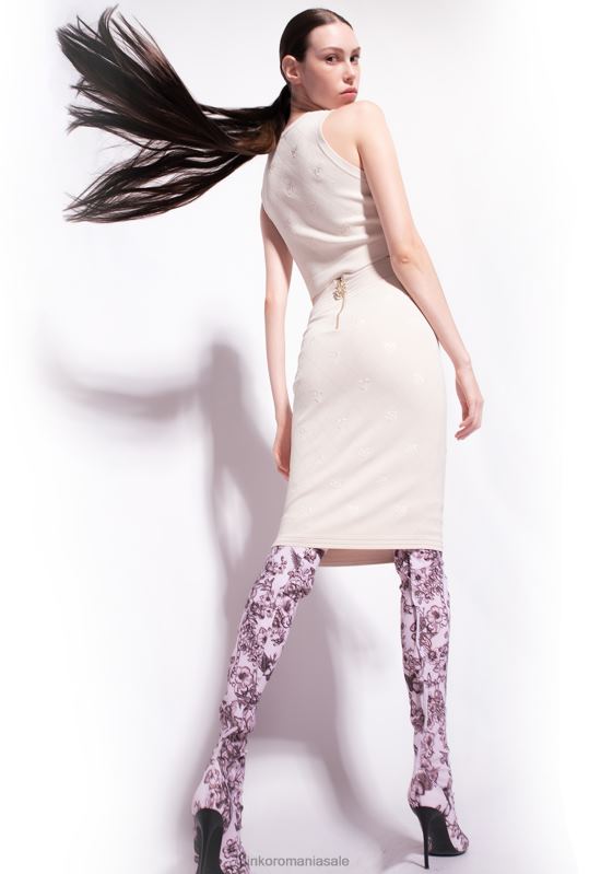 sus | crop top cu monogramă jacquard Pinko bej mesteacăn B0D08365