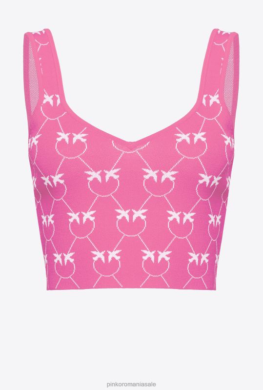 sus | crop top cu monogramă jacquard Pinko fucsia/roz B0D08422