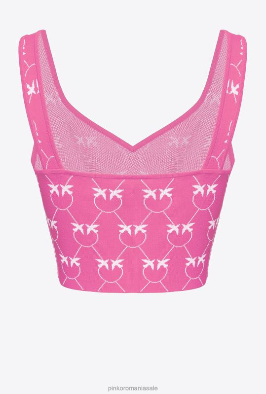 sus | crop top cu monogramă jacquard Pinko fucsia/roz B0D08422