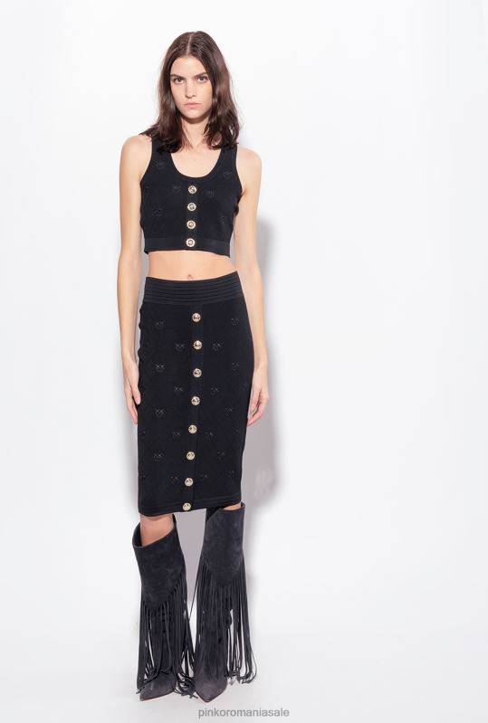 sus | crop top cu monogramă jacquard Pinko limuzina neagră B0D08364