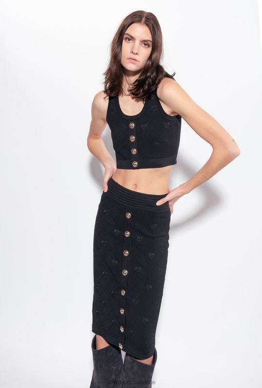 sus | crop top cu monogramă jacquard Pinko limuzina neagră B0D08364