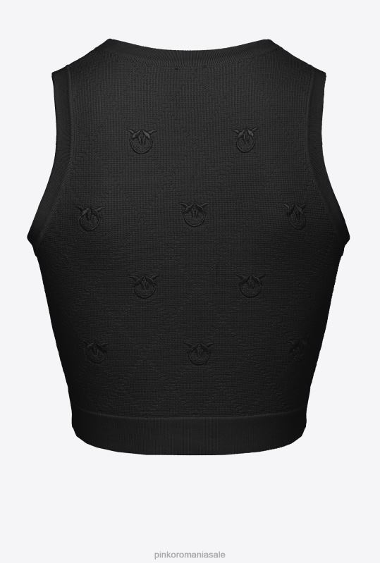 sus | crop top cu monogramă jacquard Pinko limuzina neagră B0D08364