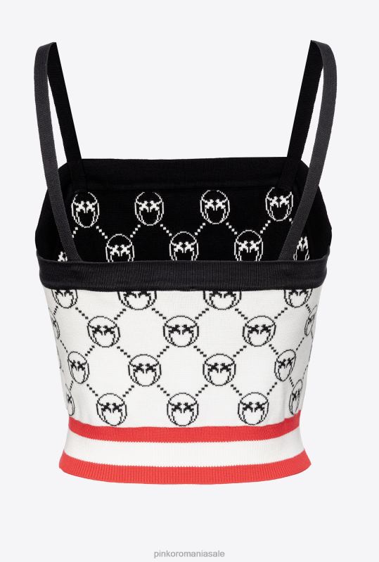 sus | crop top cu monogramă jacquard Pinko mult. alb/negru/rosu B0D08420