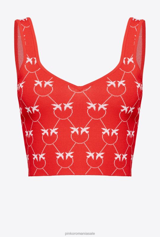 sus | crop top cu monogramă jacquard Pinko roșu/roz B0D08423