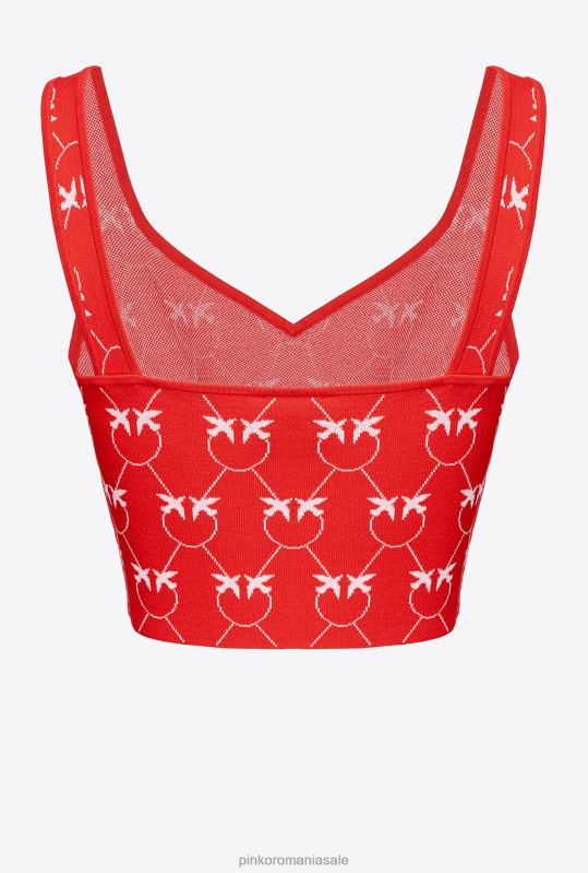 sus | crop top cu monogramă jacquard Pinko roșu/roz B0D08423