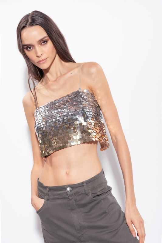 sus | crop top cu paiete cu efect de decolorare Pinko aur argint B0D08317
