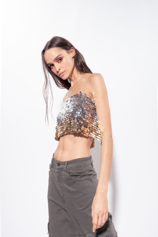 sus | crop top cu paiete cu efect de decolorare Pinko aur argint B0D08317