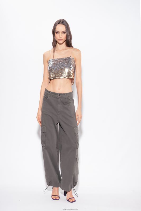 sus | crop top cu paiete cu efect de decolorare Pinko aur argint B0D08317