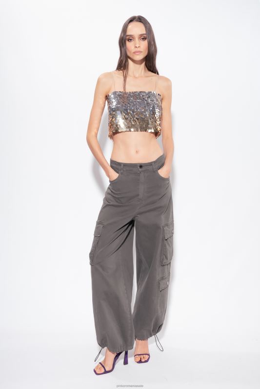 sus | crop top cu paiete cu efect de decolorare Pinko aur argint B0D08317
