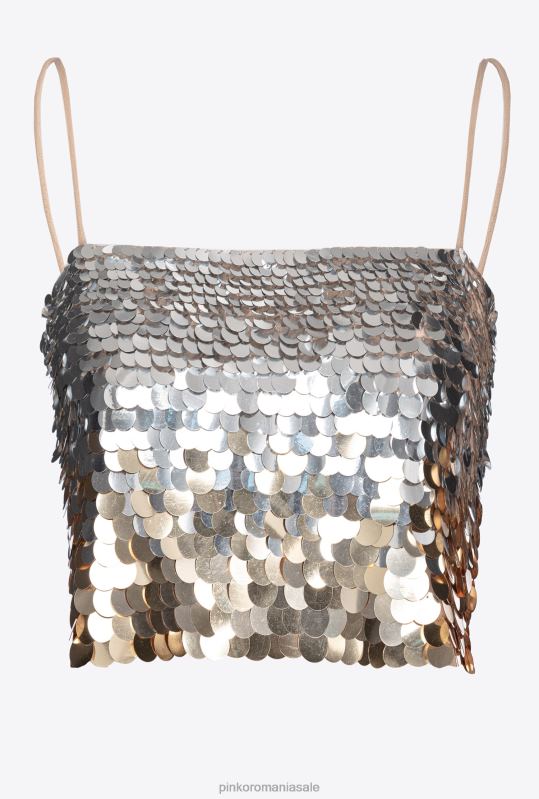 sus | crop top cu paiete cu efect de decolorare Pinko aur argint B0D08317