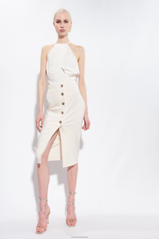 sus | crop top curgător din crepon Pinko alb de mătase B0D08355