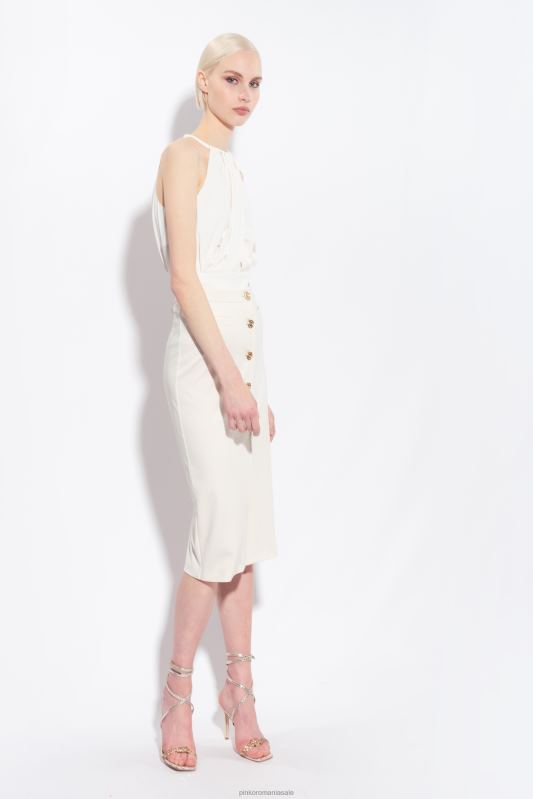 sus | crop top curgător din crepon Pinko alb de mătase B0D08355