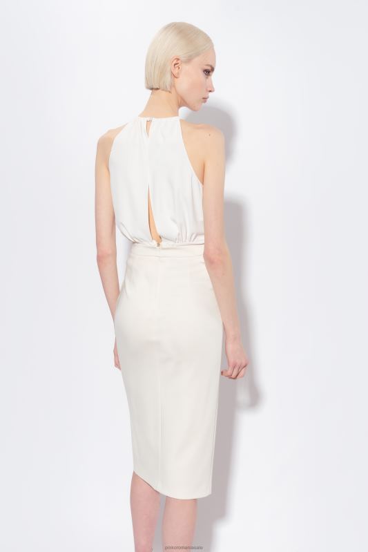 sus | crop top curgător din crepon Pinko alb de mătase B0D08355