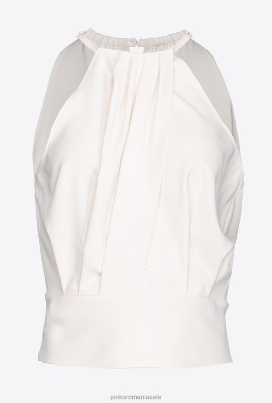 sus | crop top curgător din crepon Pinko alb de mătase B0D08355