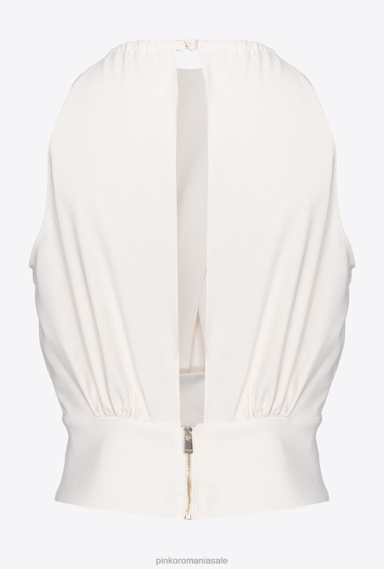 sus | crop top curgător din crepon Pinko alb de mătase B0D08355