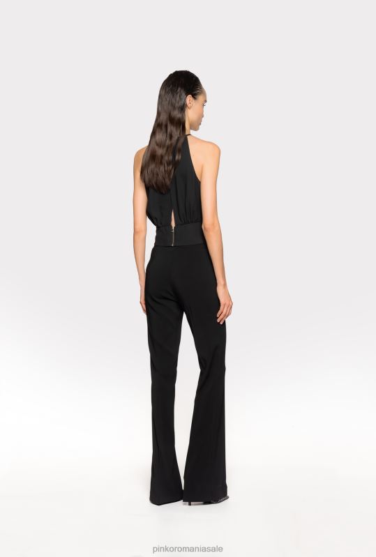 sus | crop top curgător din crepon Pinko limuzina neagră B0D08357