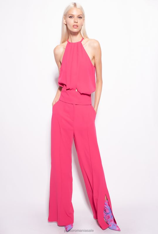 sus | crop top curgător din crepon Pinko roșu zmeură B0D08356