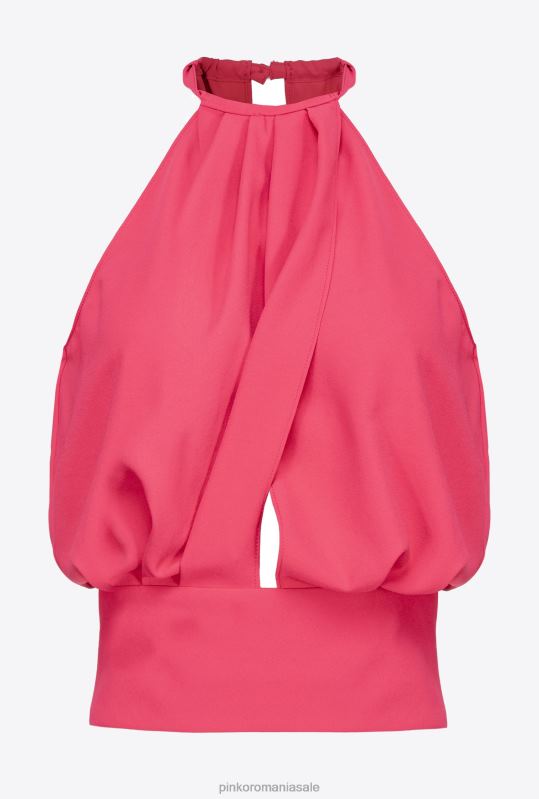 sus | crop top curgător din crepon Pinko roșu zmeură B0D08356