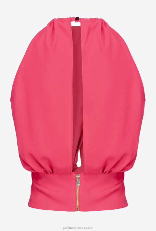 sus | crop top curgător din crepon Pinko roșu zmeură B0D08356