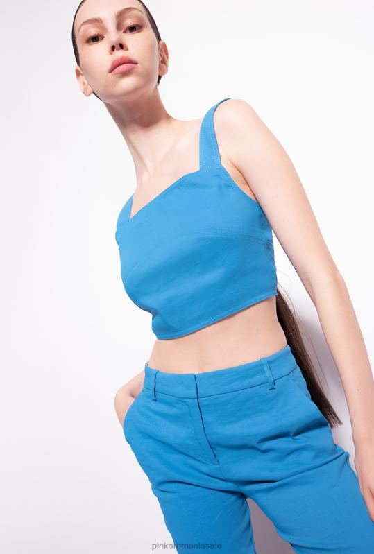 sus | crop top din in stretch Pinko director albastru B0D08449