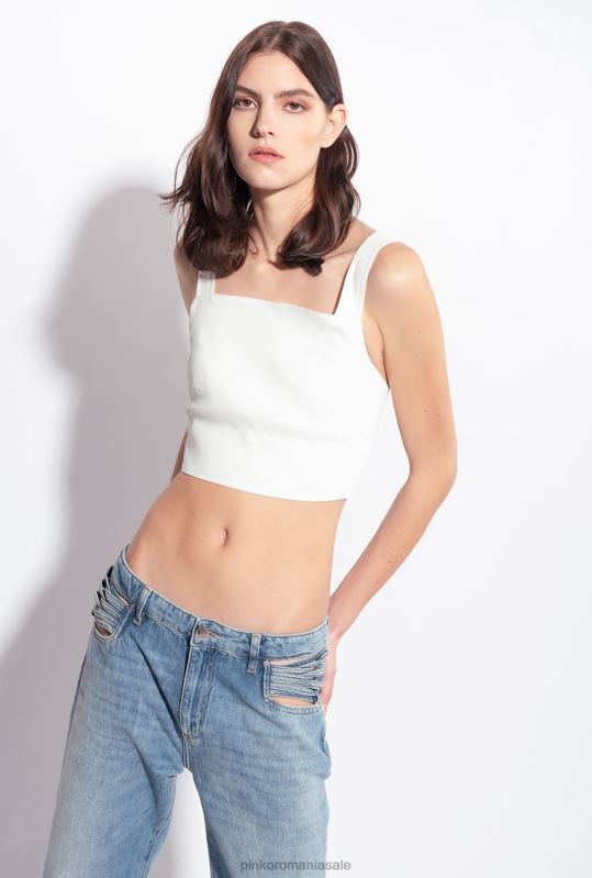 sus | crop top din in stretch Pinko nor alb B0D08448