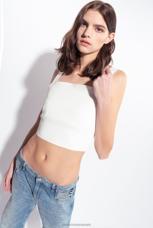 sus | crop top din in stretch Pinko nor alb B0D08448
