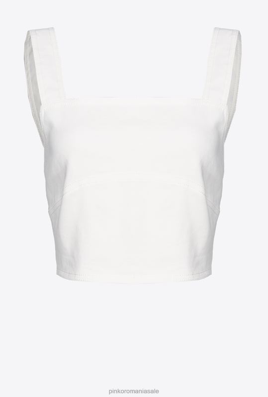 sus | crop top din in stretch Pinko nor alb B0D08448
