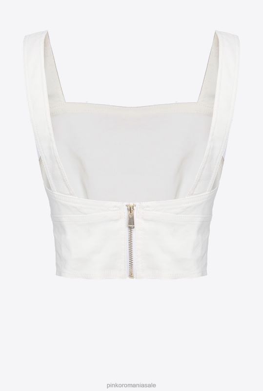 sus | crop top din in stretch Pinko nor alb B0D08448
