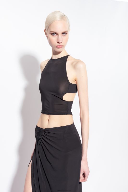 sus | crop top din jerseu fluid Pinko limuzina neagră B0D08346