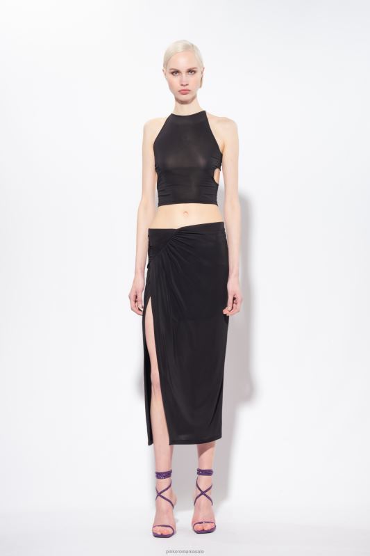 sus | crop top din jerseu fluid Pinko limuzina neagră B0D08346